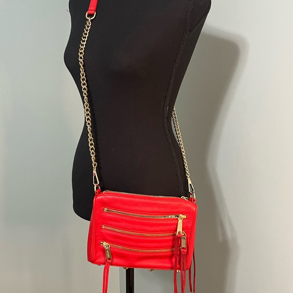 Red Rebecca Minkoff Crossbody Bag with Gold Chain